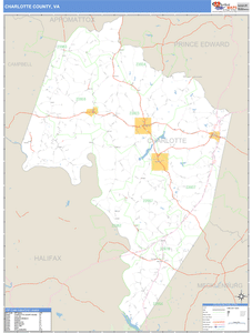 Charlotte County, Virginia Zip Code Wall Map
