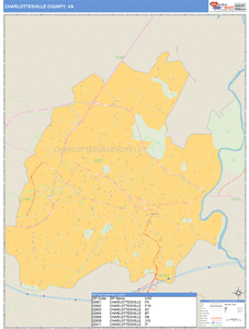 Charlottesville County County, Virginia Zip Code Wall Map