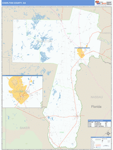 Charlton County, Georgia Zip Code Wall Map