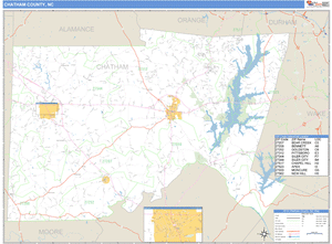 Chatham County, North Carolina Zip Code Wall Map