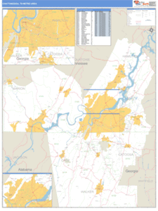 Chattanooga, Tennessee Metro Area Wall Map