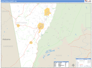 Chattooga County, Georgia Zip Code Wall Map