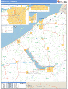 Chautauqua County, New York Zip Code Wall Map