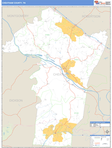 Cheatham County, Tennessee Zip Code Wall Map