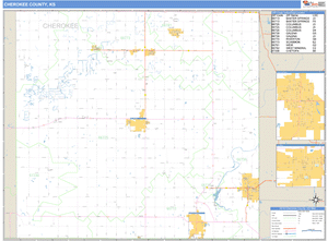 Cherokee County, Kansas Zip Code Wall Map