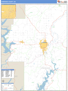 Cherokee County, Oklahoma Zip Code Wall Map