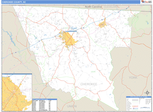 Cherokee County, South Carolina Zip Code Wall Map