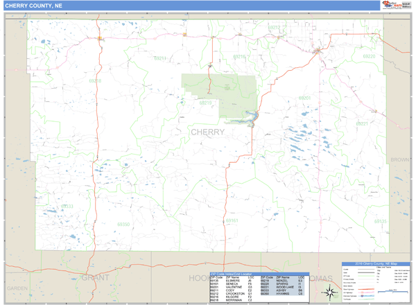 Cherry County, Nebraska Zip Code Wall Map Market Maps (IDI)