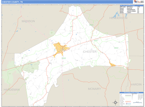 Chester County, Tennessee Zip Code Wall Map