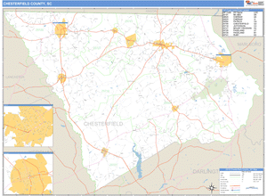 Chesterfield County, South Carolina Zip Code Wall Map