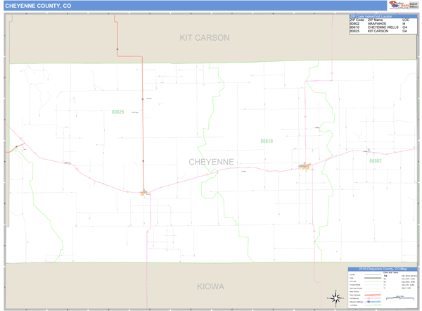 Cheyenne County, Colorado Zip Code Wall Map Market Maps (IDI)