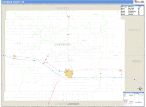 Cheyenne County, Nebraska Zip Code Wall Map