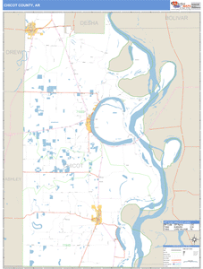 Chicot County, Arkansas Zip Code Wall Map