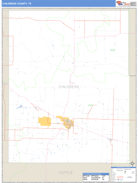 Childress County, Texas Zip Code Wall Map Market Maps (IDI)
