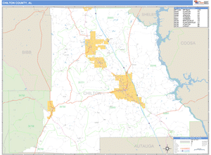 Chilton County, Alabama Zip Code Wall Map