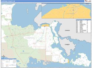 Chippewa County, Michigan Zip Code Wall Map