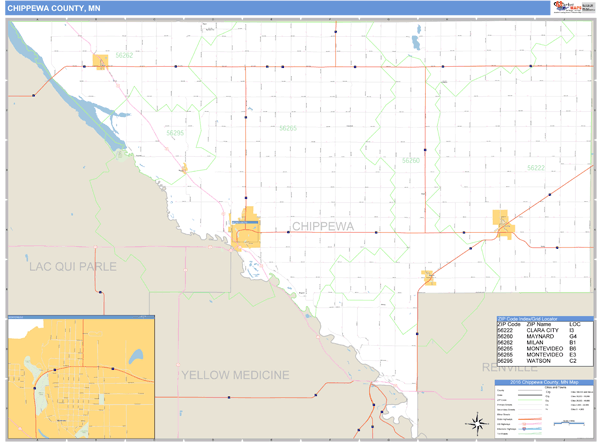 Chippewa County, Minnesota Zip Code Wall Map Market Maps (IDI)