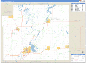 Chippewa County, Wisconsin Zip Code Wall Map