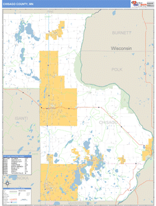 Chisago County, Minnesota Zip Code Wall Map