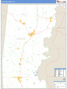 Choctaw County, Alabama Zip Code Wall Map
