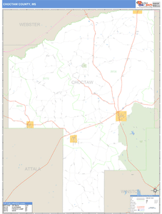 Choctaw County, Mississippi Zip Code Wall Map