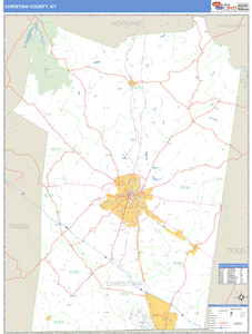 Christian County, Kentucky Zip Code Wall Map