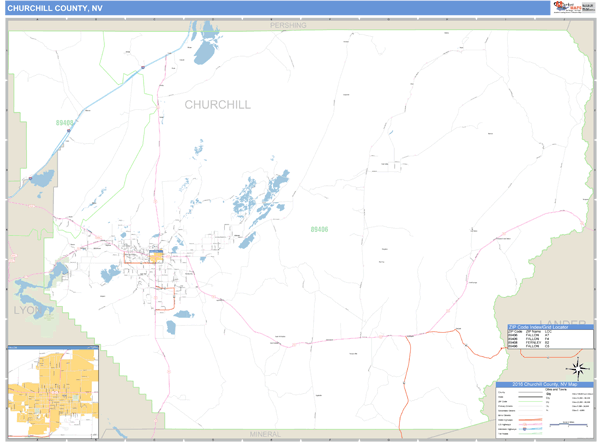 Churchill County, Nevada Zip Code Wall Map Market Maps (IDI)
