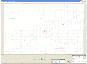 Cimarron County, Oklahoma Zip Code Wall Map