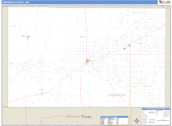 Cimarron County, Oklahoma Zip Code Wall Map Market Maps (IDI)