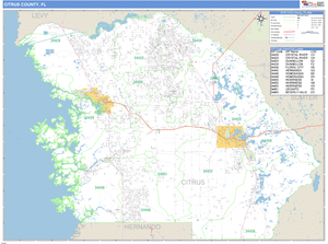 Citrus County, Florida Zip Code Wall Map