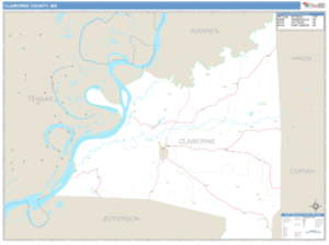 Claiborne County, Mississippi Zip Code Wall Map
