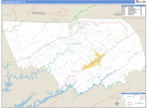 Claiborne County, Tennessee Zip Code Wall Map