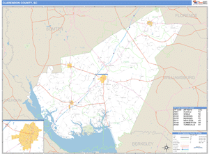 Clarendon County, South Carolina Zip Code Wall Map