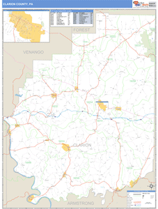 Clarion County, Pennsylvania Zip Code Wall Map