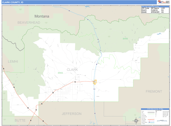 Clark County, Idaho Zip Code Wall Map Market Maps (IDI)