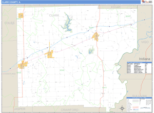 Clark County, Illinois Zip Code Wall Map