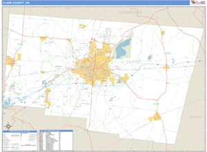 Clark County, Ohio Zip Code Wall Map