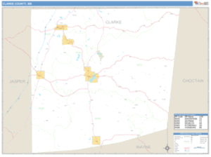 Clarke County, Mississippi Zip Code Wall Map