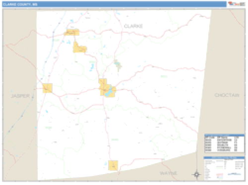 Clarke County, Mississippi Zip Code Wall Map Market Maps (IDI)