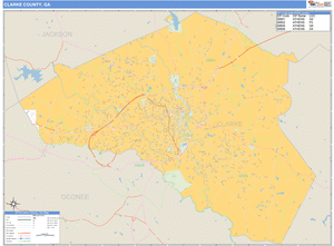 Clarke County, Georgia Zip Code Wall Map