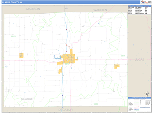 Clarke County, Iowa Zip Code Wall Map