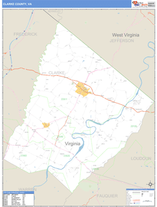 Clarke County, Virginia Zip Code Wall Map