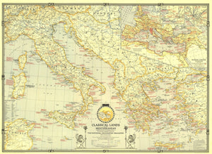 Classical Lands Of The Mediterranean Map 1940