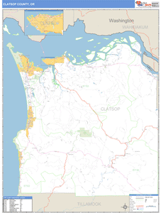 Clatsop County, Oregon Zip Code Wall Map