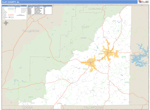 Clay County, Alabama Zip Code Wall Map