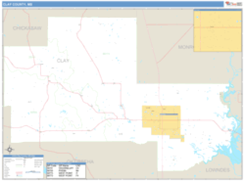 Clay County, Mississippi Zip Code Wall Map Market Maps (IDI)