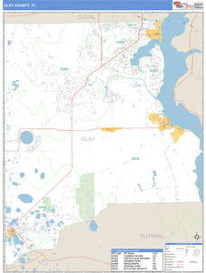 Clay County, Florida Zip Code Wall Map