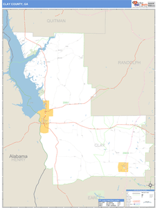 Clay County, Georgia Zip Code Wall Map