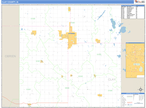Clay County, Iowa Zip Code Wall Map