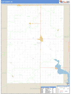 Clay County, Kansas Zip Code Wall Map